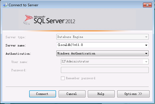 在Vs2012 中使用SQL Server 2012 Express LocalDB打开Sqlserver2012数据库