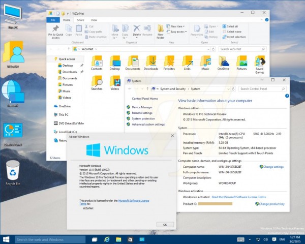 Windows 10 Build 10022截图大量流出