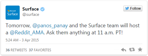 Surface团队将于明日在Reddit上回答网友提问