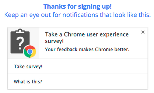谷歌想给你更好的Chrome 首次推用户体验调查扩展程序
