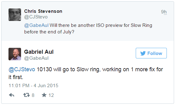 Win 10 Build 10130即将发布至“Slow Ring” ISO镜像也会有