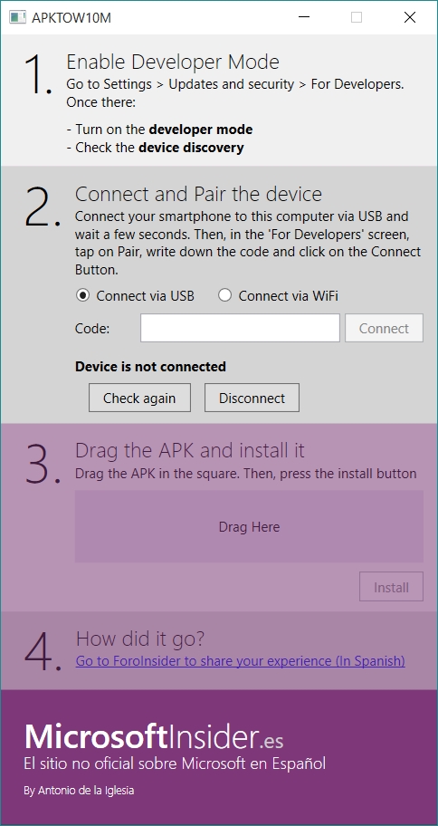 Windows 10手机一键安装Android apk实用工具