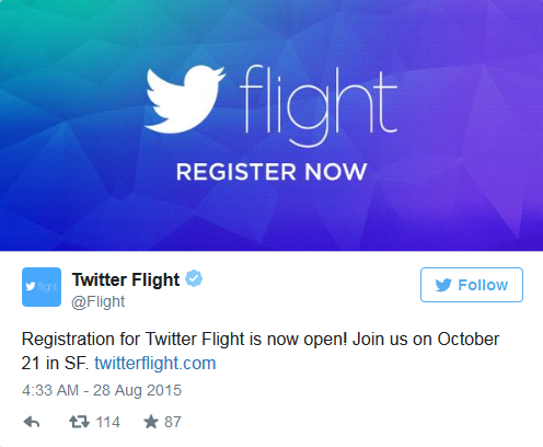 Twitter 2015年开发者大会注册通道现已开放