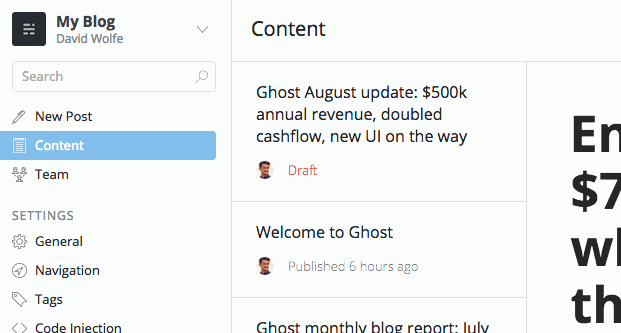 博客平台Ghost获重大更新：全新的设计 更好的体验