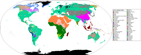 把全球正在使用的语言绘制成地图，色彩原来这么丰富
