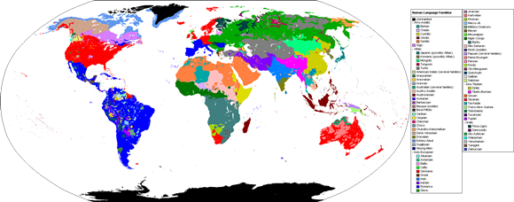 把全球正在使用的语言绘制成地图，色彩原来这么丰富