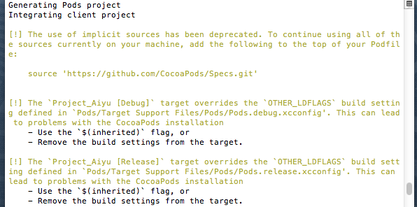 iOS开发：bitcode介绍和使用cocoapods出现“target overrides the `OTHER_LDFLAGS`……”的解决方案