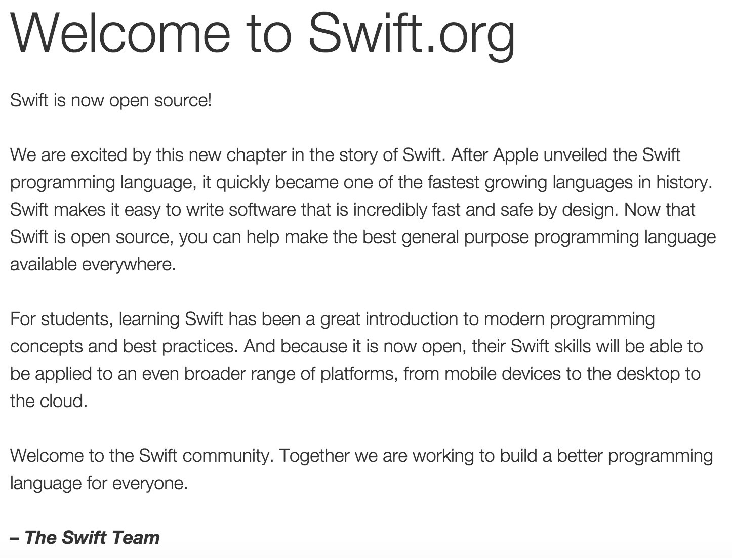 苹果履行承诺 Swift开放源代码进入2.0时代