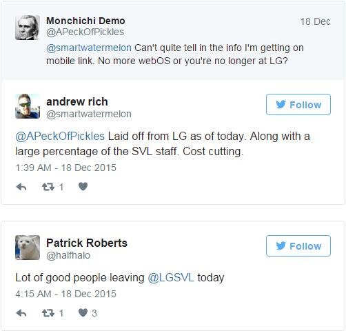 LG宣布裁撤硅谷实验室两成员工：但webOS的开发仍会继续