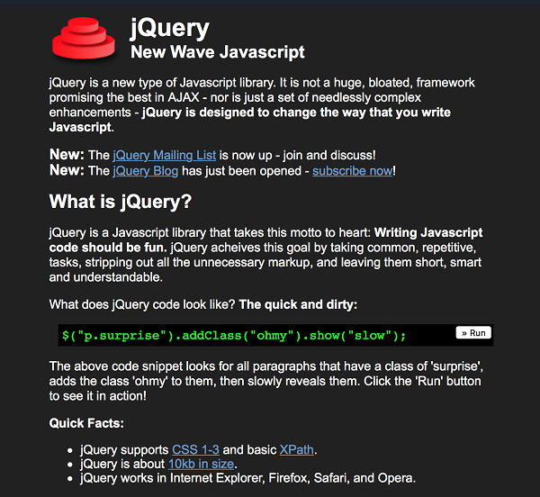 最受欢迎JavaScript库：jQuery已经10岁啦！