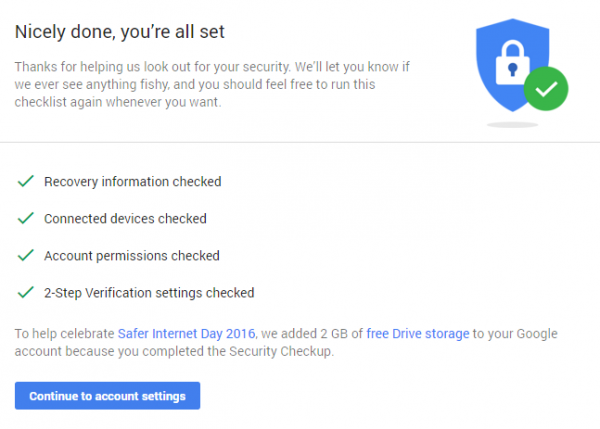 国际互联网安全日的谷歌礼物：获2GB免费Drive空间