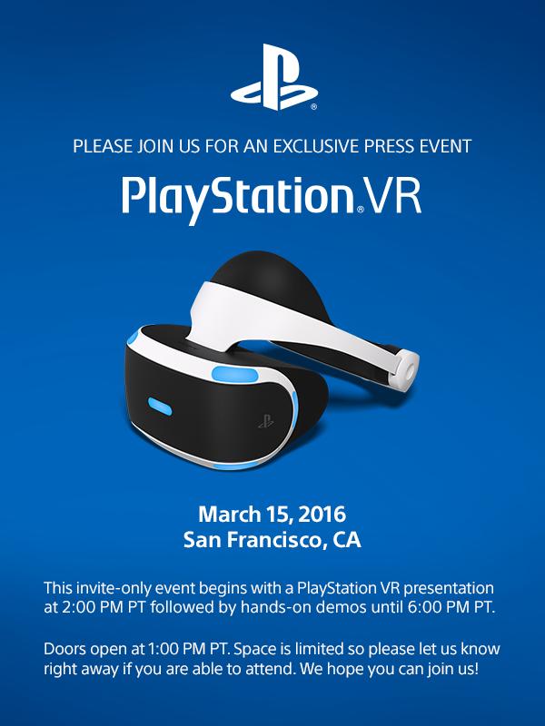 索尼3月15日召开发布会 或公布PS VR上市日期
