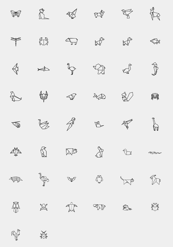 折纸风格的动物图标 SVG 格式