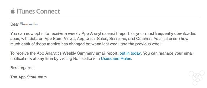 开发者福利：苹果推App Store每周分析报告