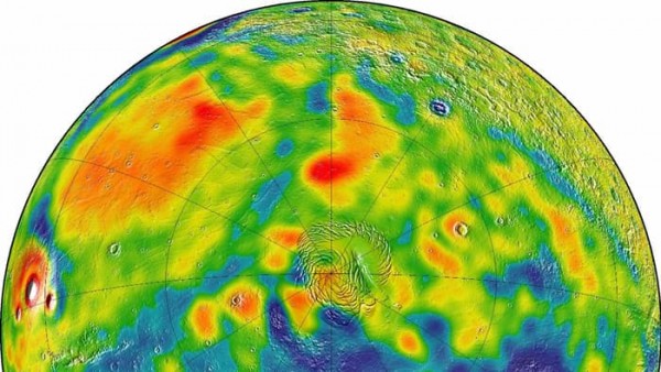 NASA发布高分辨率火星重力图