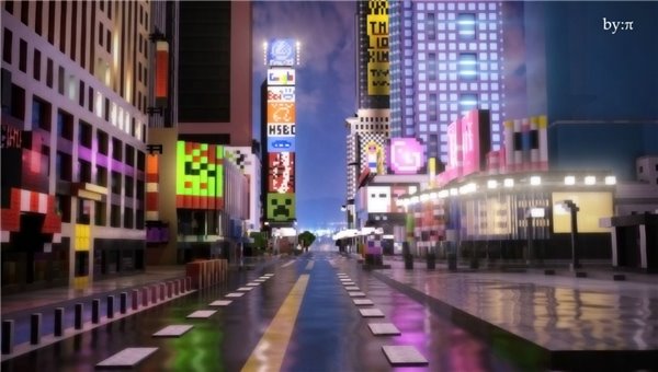 玩家在《我的世界》还原时代广场 逼真再现纽约街头