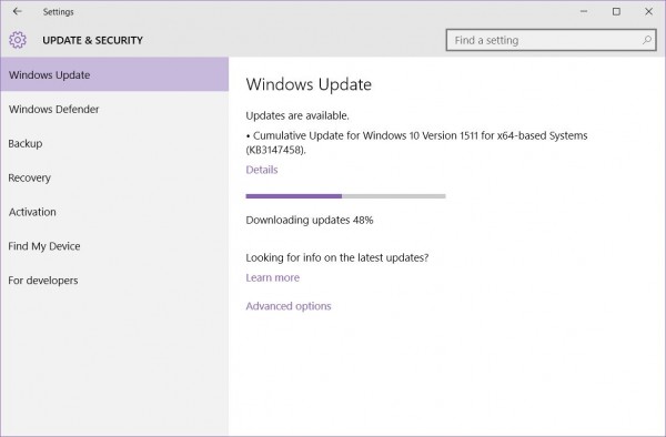 Windows 10累积更新发布 版本号升至10586.218