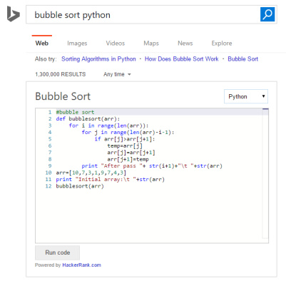 Bing搜索可以执行Python代码段了？