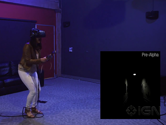 胆小者勿进？妹子用VR头盔玩《鬼影实录》的情景