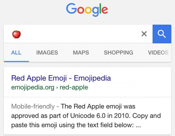 Google现在可以用emoji表情展开搜索
