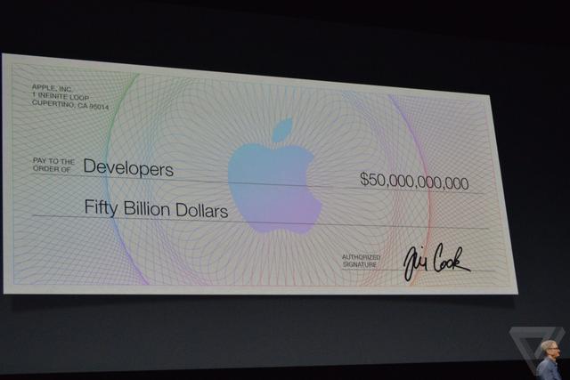 苹果WWDC上公布的7大数字：开发者已分成500亿美元