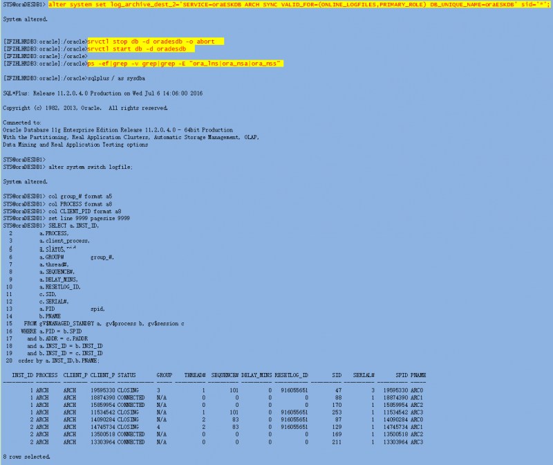 【DG】物理DG中LNSn、NSS、NSA进程