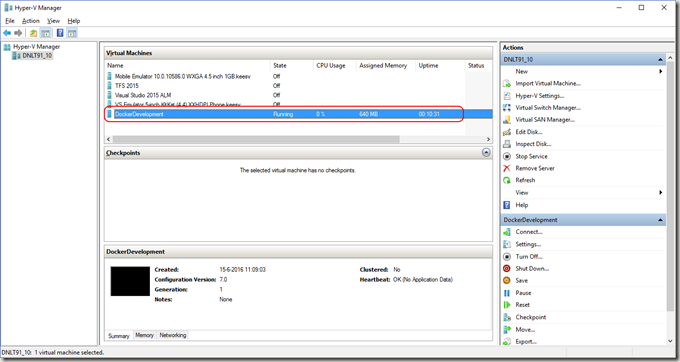 在Hyper-V的Docker主机上使用Visual Studio Docker工具