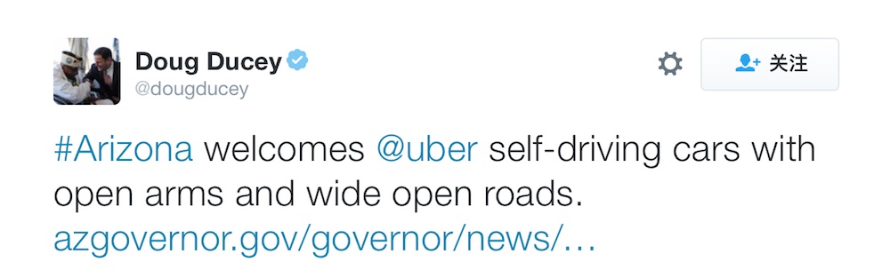 转移阵地，Uber 的无人车开到了亚利桑那州