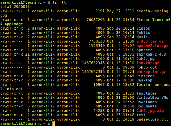 如何在Linux中按最后修改时间对ls命令的输出进行排序