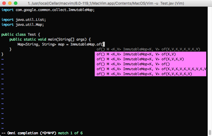 Vim 中 Java 代码自动完成 - vim-javacomplete2