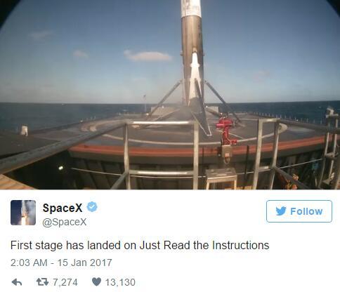 钢铁侠马斯克的 SpaceX 火箭又在海上成功地回收了一次，意外爆炸的那篇可以翻过去了