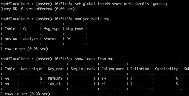 MySQL中的统计信息相关参数介绍