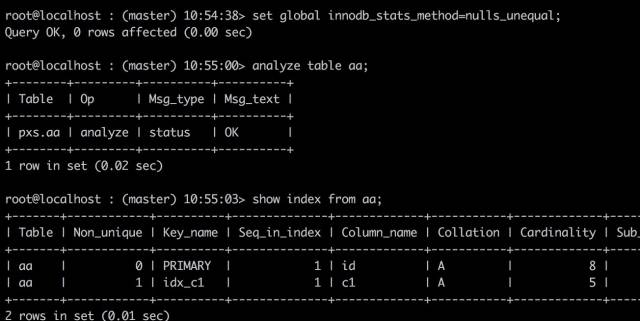 MySQL中的统计信息相关参数介绍