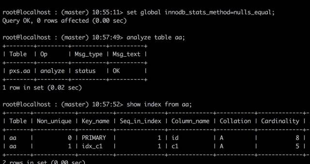 MySQL中的统计信息相关参数介绍