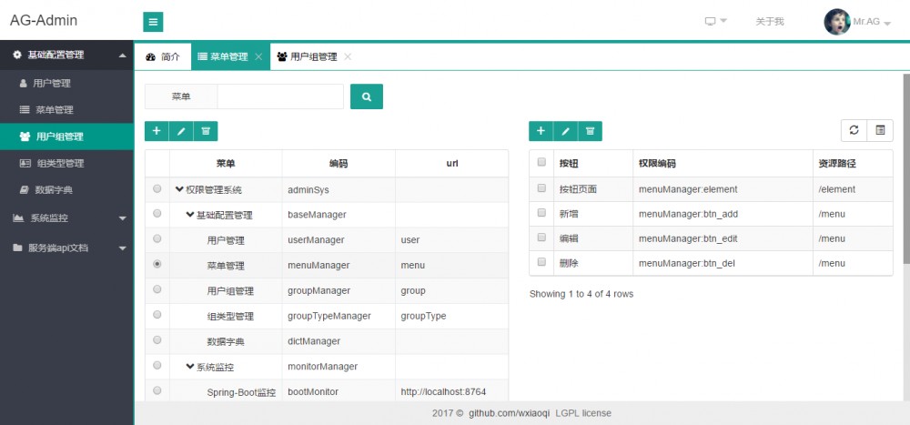 国内首个基于Spring Cloud微服务化平台 AG-Admin