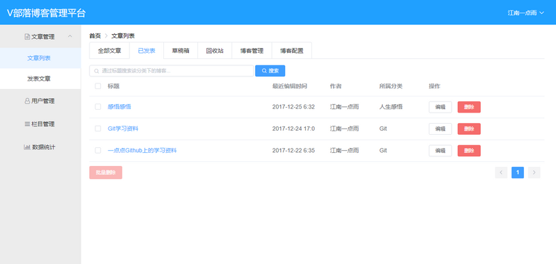 V部落博客管理平台开源啦! Vue+SpringBoot强强联合！