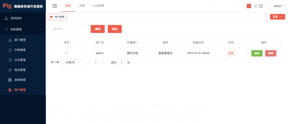 PIG 1.0.0 发布，完善的 Spring Cloud 开发脚手框架