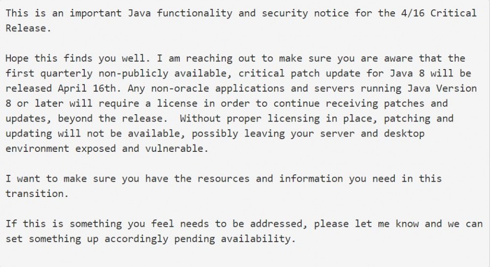 Oracle 警告 Java 8 用户：不交钱你就不安全