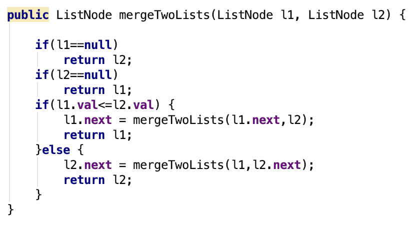 LeetCode 第21题 Merge Two Sorted Lists（Java）