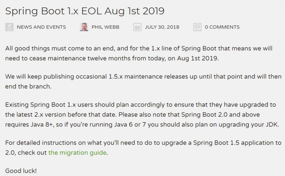 再见 Spring Boot 1.X ，Spring Boot 2.X 走向舞台中心