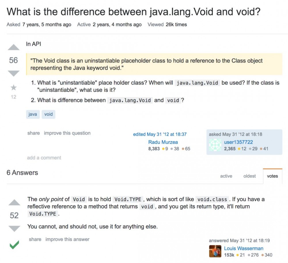面试官问：Java中java.lang.Void和void有什么区别？